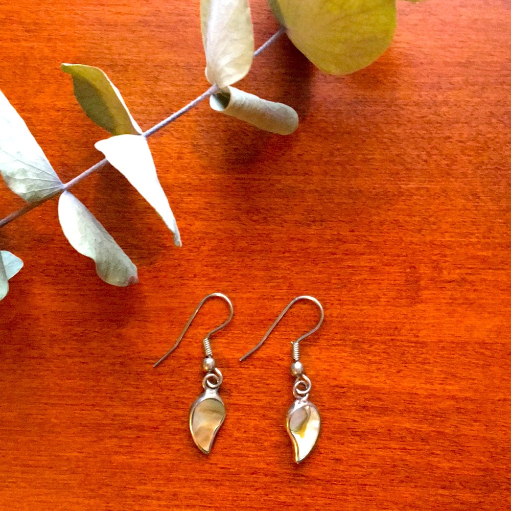 Sterling silver abalone shell earrings